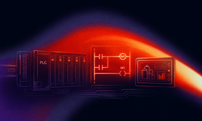 Ladder logic rung showing an XIC contact in series with an XIO contact driving an output coil