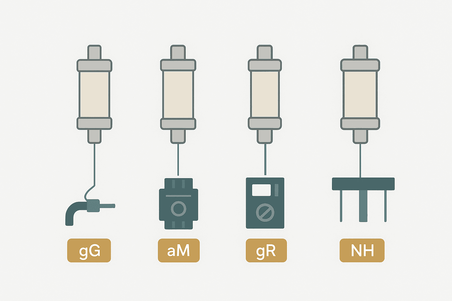 Fuse selection types gG aM gR and NH for industrial panel protection