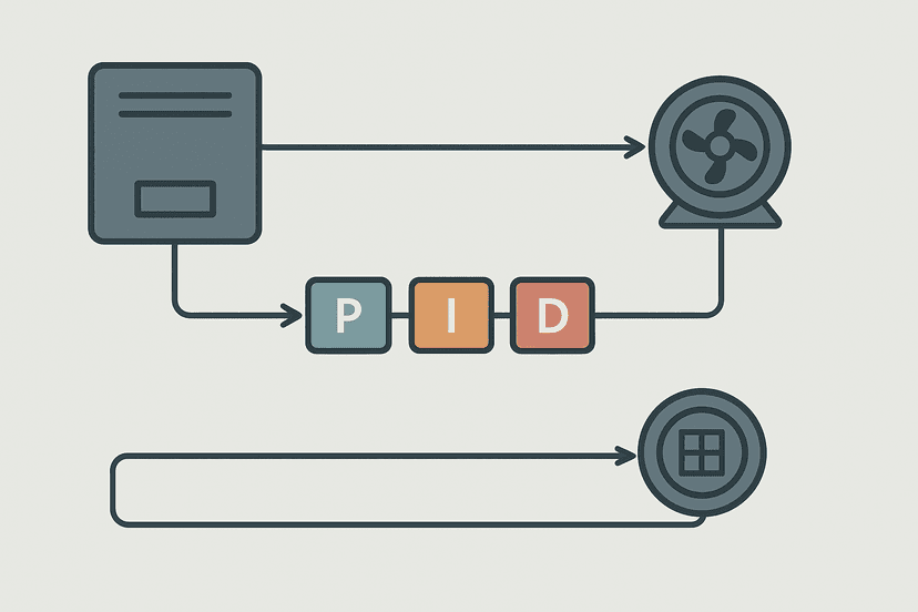 Servo drive PID tuning loop diagram showing proportional integral and derivative gain blocks
