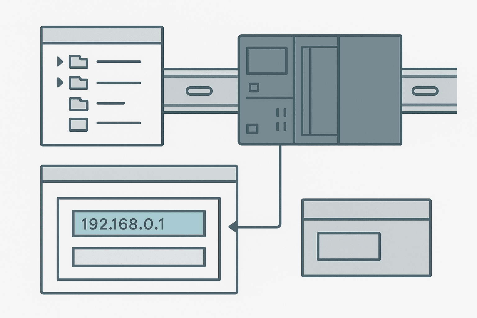 TIA Portal Device view showing S7-1200 PROFINET IP address configuration