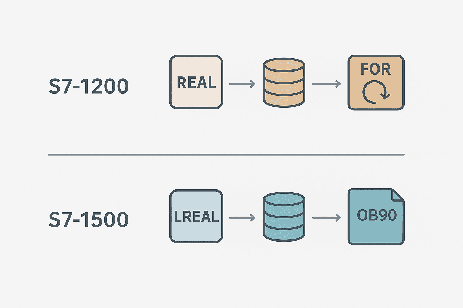 Comparison diagram of SCL differences between S7-1200 and S7-1500 in TIA Portal